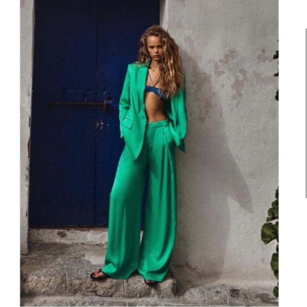 Zara Full Length Satin Effect Pants